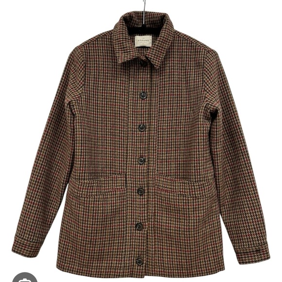 Sézane Wool Houndstooth Print Utility Jacket w/ Tags size M - Picture 2 of 6